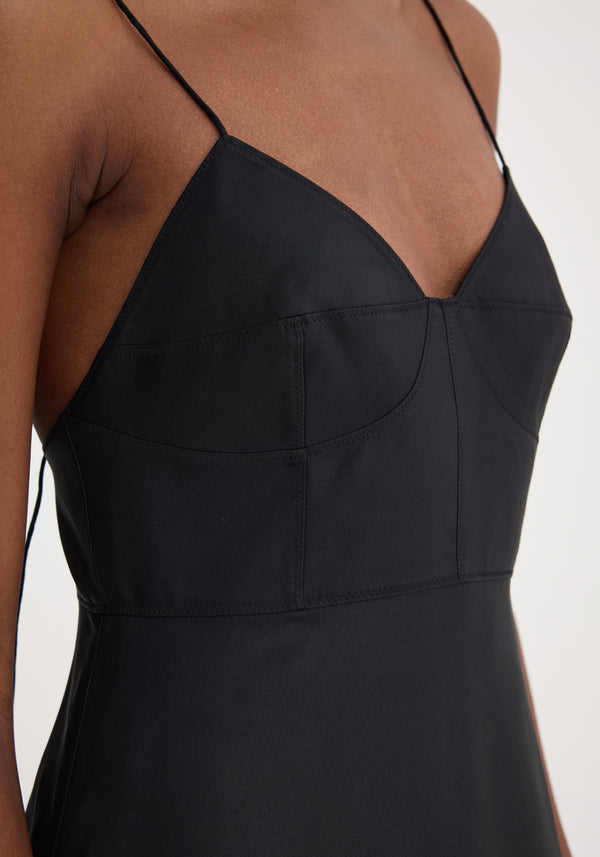 Róhe Bustier Silk Lace Dress | Black