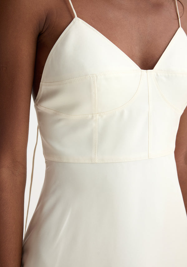 Róhe Bustier Silk Lace Dress | Cream