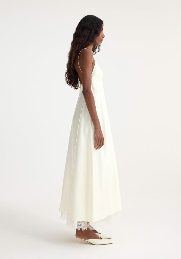 Róhe Bustier Silk Lace Dress | Cream