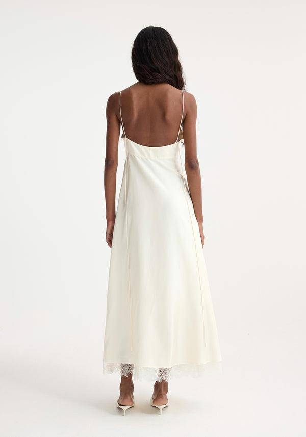 Róhe Bustier Silk Lace Dress | Cream