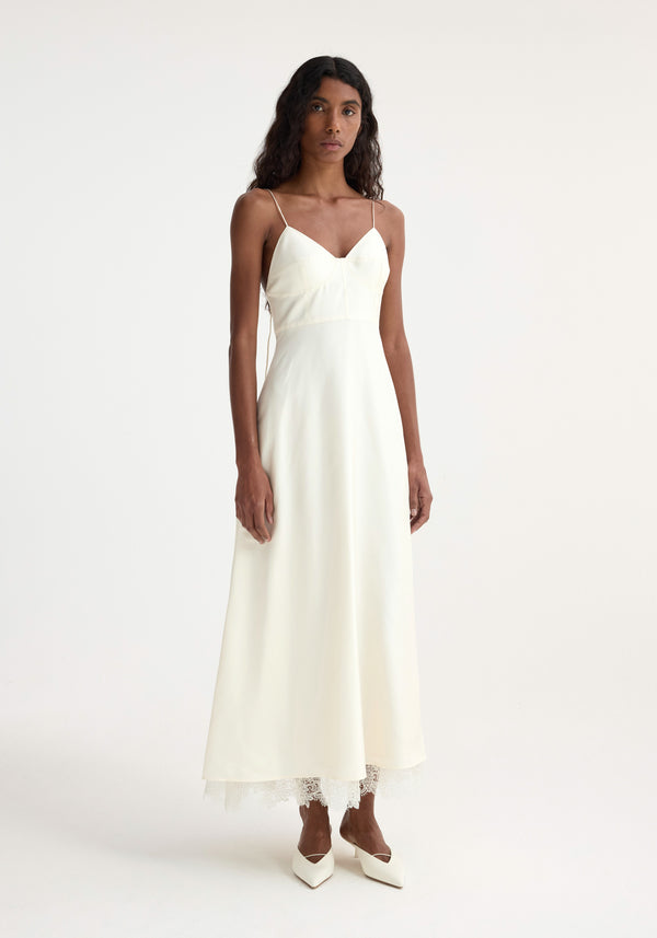 róhe bustier silk lace dress | cream