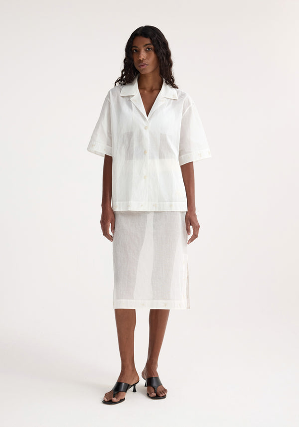róhe camp collar organza shirt | off white