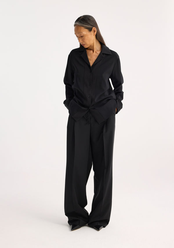 róhe camp collar shirt | black