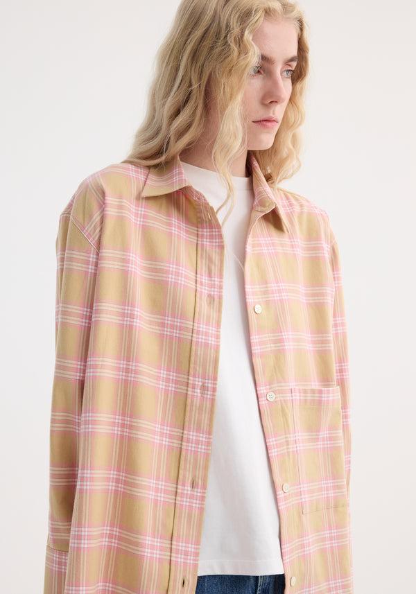 Róhe Check Flannel Overshirt | Pink Beige Check