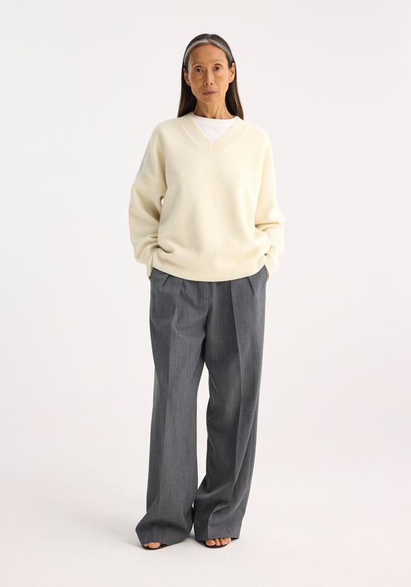 róhe classic v-neck jumper | off white