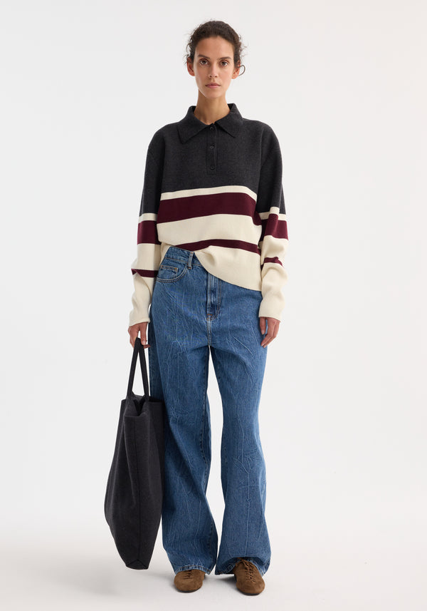 róhe compact knitted striped polo | stripe