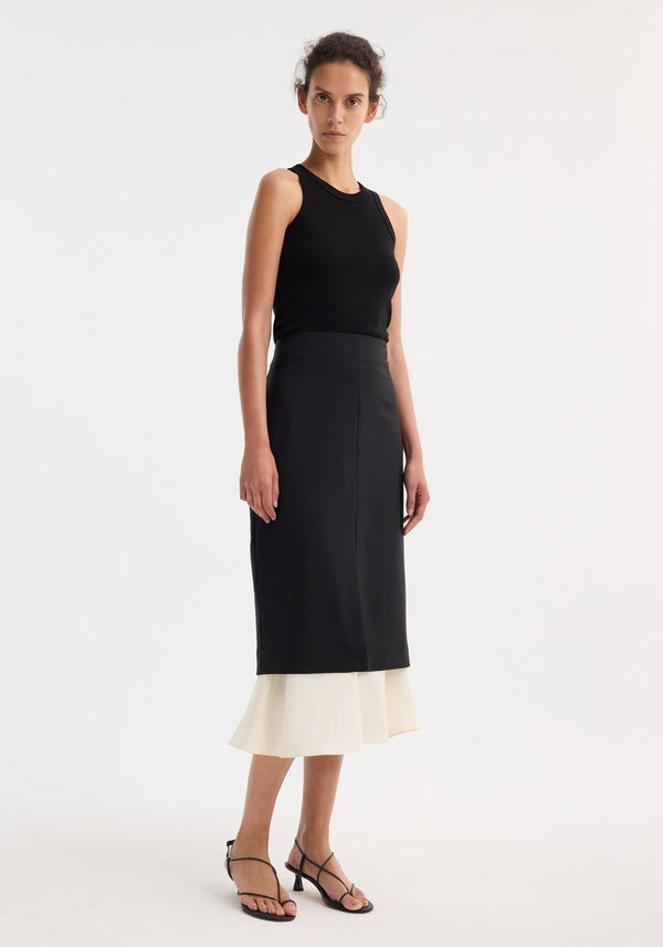 Róhe Contrast Upside-down Skirt | Black