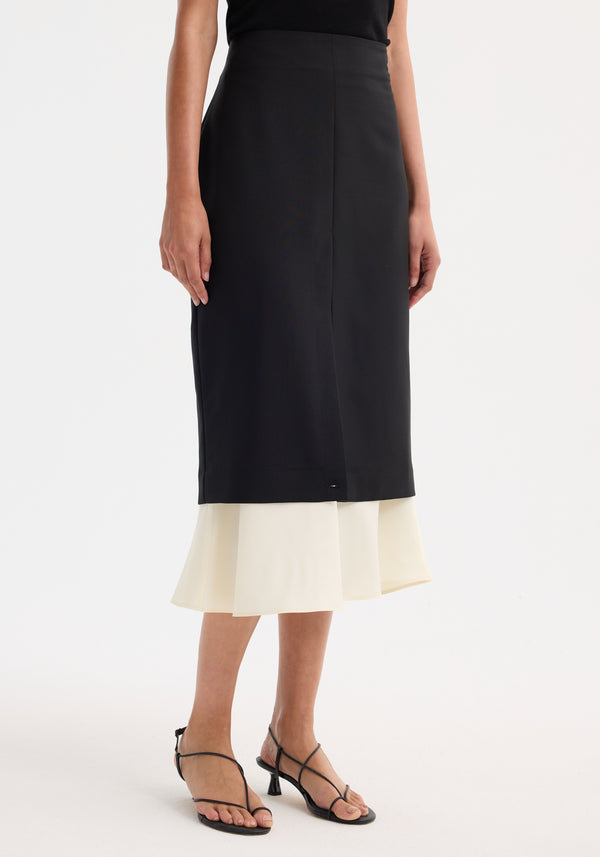 Róhe Contrast Upside-down Skirt | Black