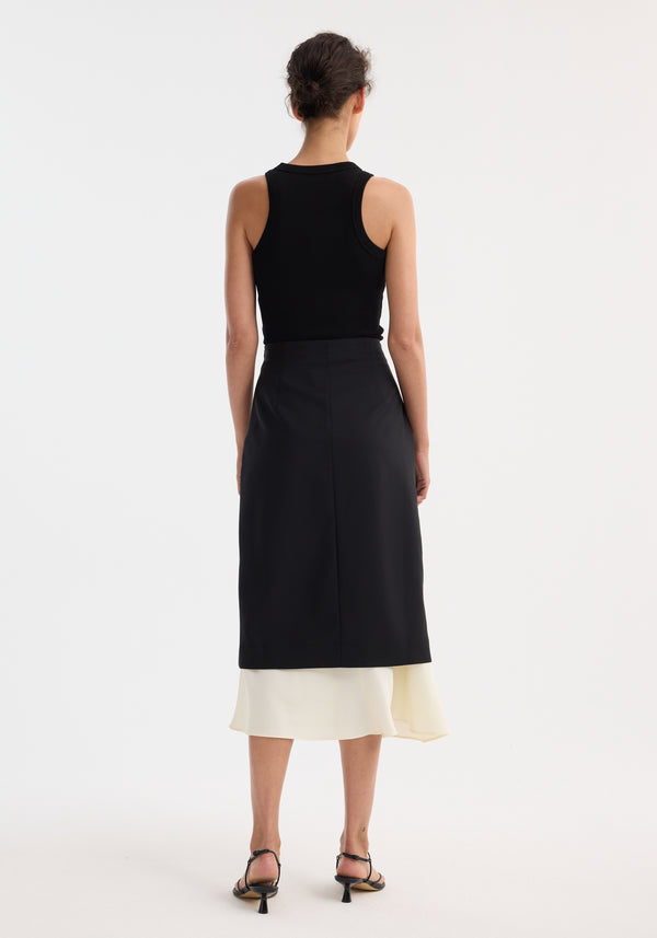 Róhe Contrast Upside-down Skirt | Black