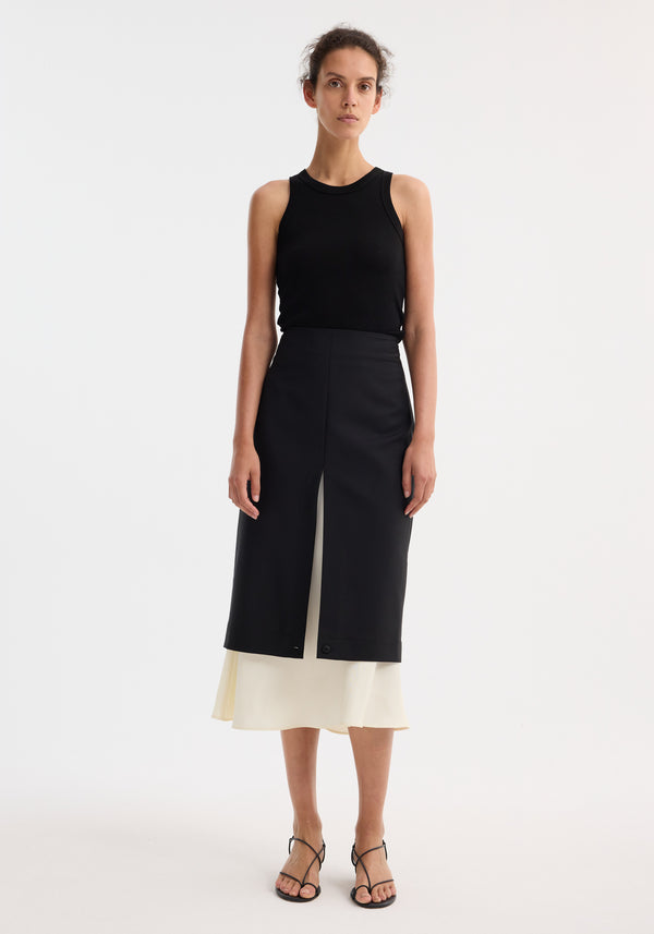róhe contrast upside-down skirt | black