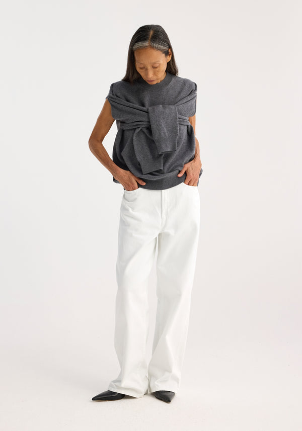 róhe crew neck with open armhole | mid grey melange