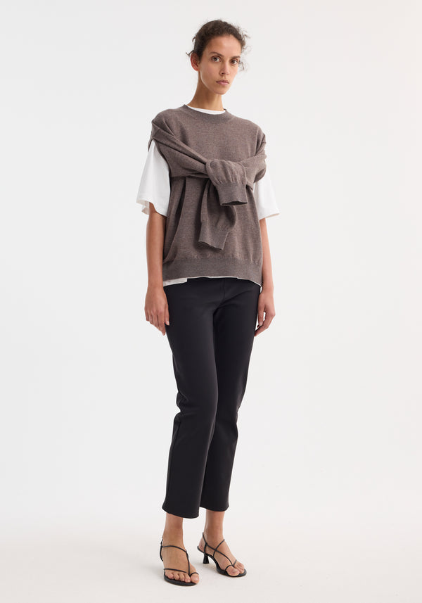 róhe crew-neck with open armhole | mud melange