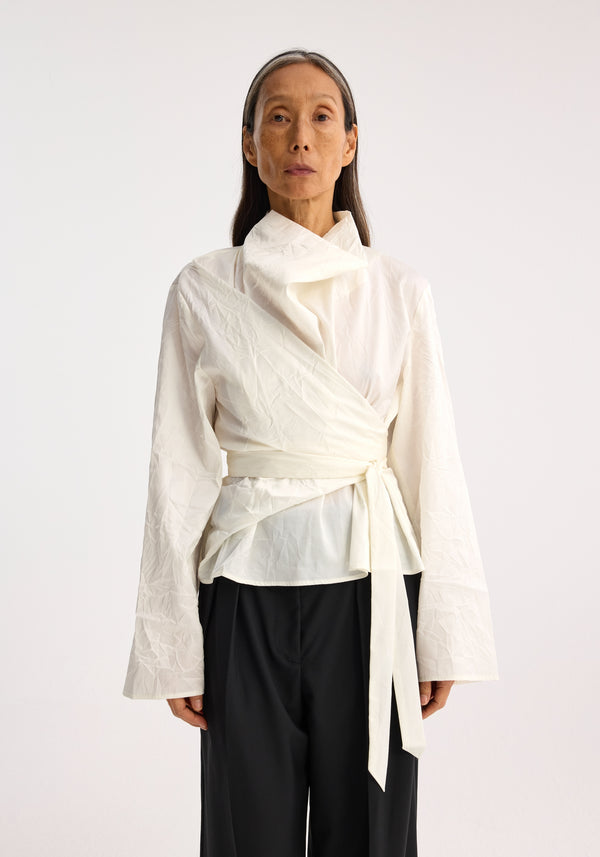 róhe crushed satin top | cream (o)