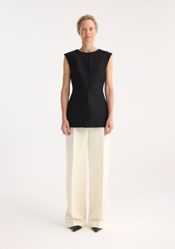 róhe curved open back top | black