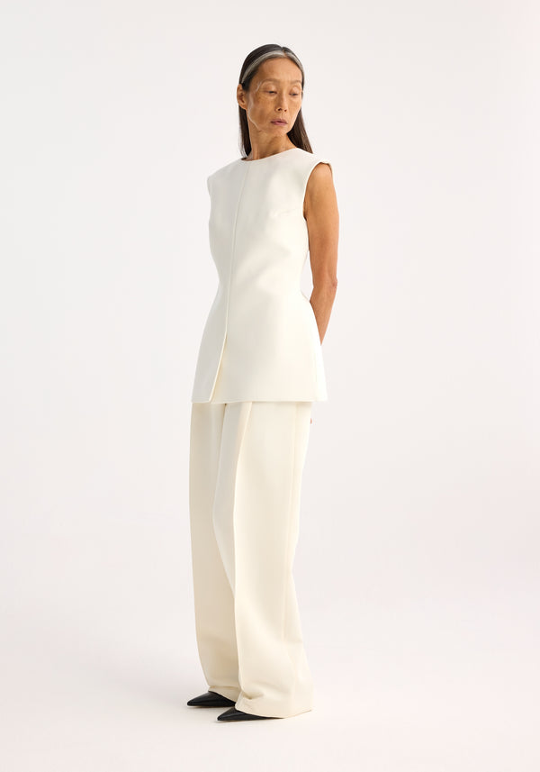 róhe curved open back top | cream