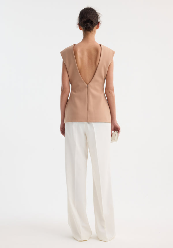 Róhe Curved Open Back Top | Powder