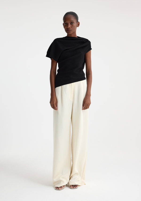 róhe deconstructed knitted top | black