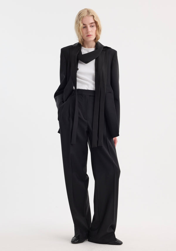 róhe deconstructed satin lapel suit jacket | black