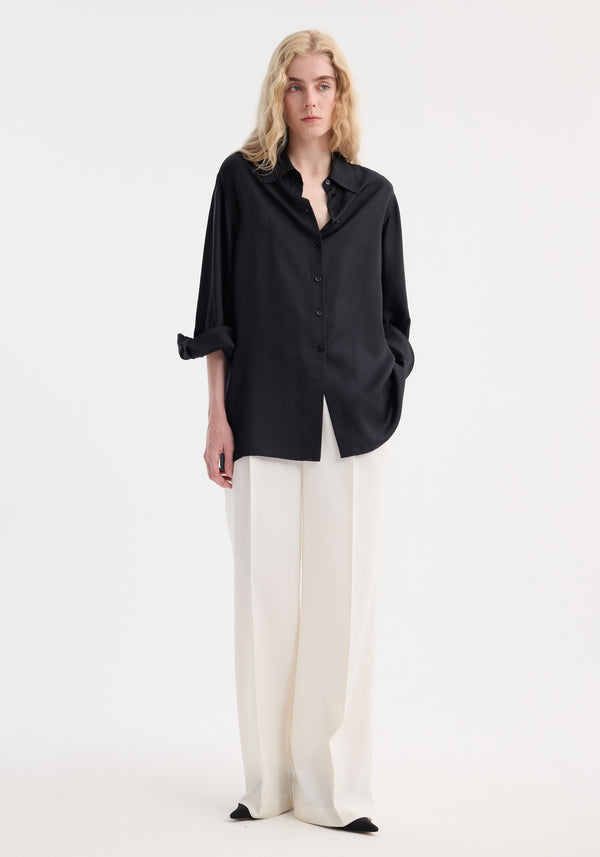 róhe deconstructed silk shirt | black