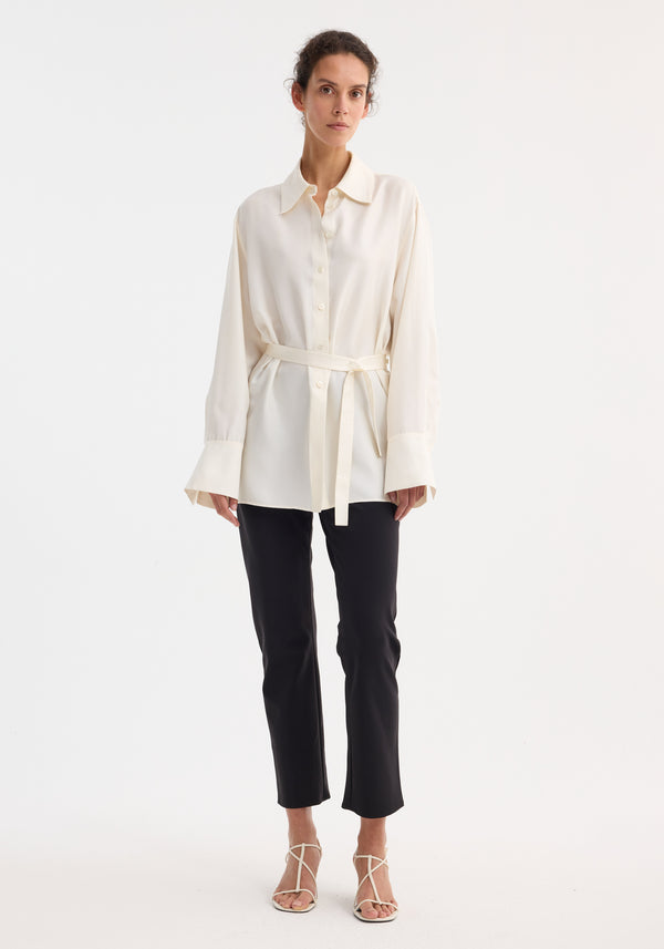 róhe deconstructed silk shirt | cream