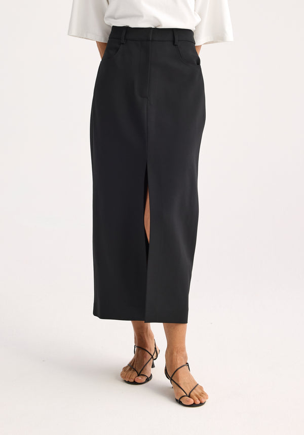 Róhe Denim Detail Skirt | Black