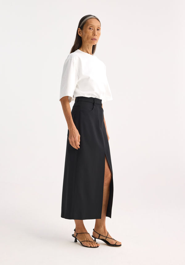 Róhe Denim Detail Skirt | Black