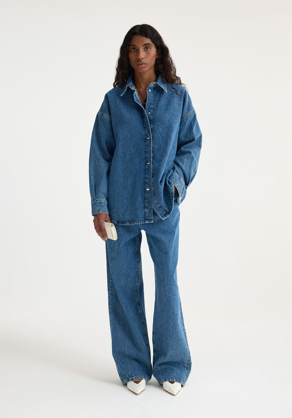 róhe denim oversized shirt | mid denim blue