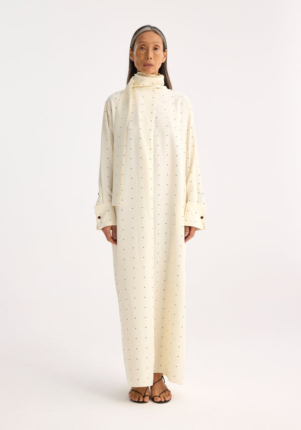 Róhe Dotted Silk Foulard Dress | Cream / Black Dot