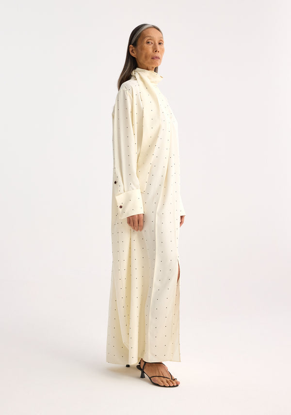 Róhe Dotted Silk Foulard Dress | Cream / Black Dot