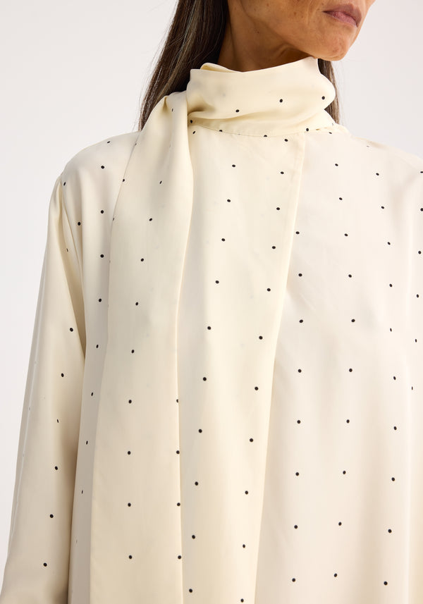 Róhe Dotted Silk Foulard Dress | Cream / Black Dot
