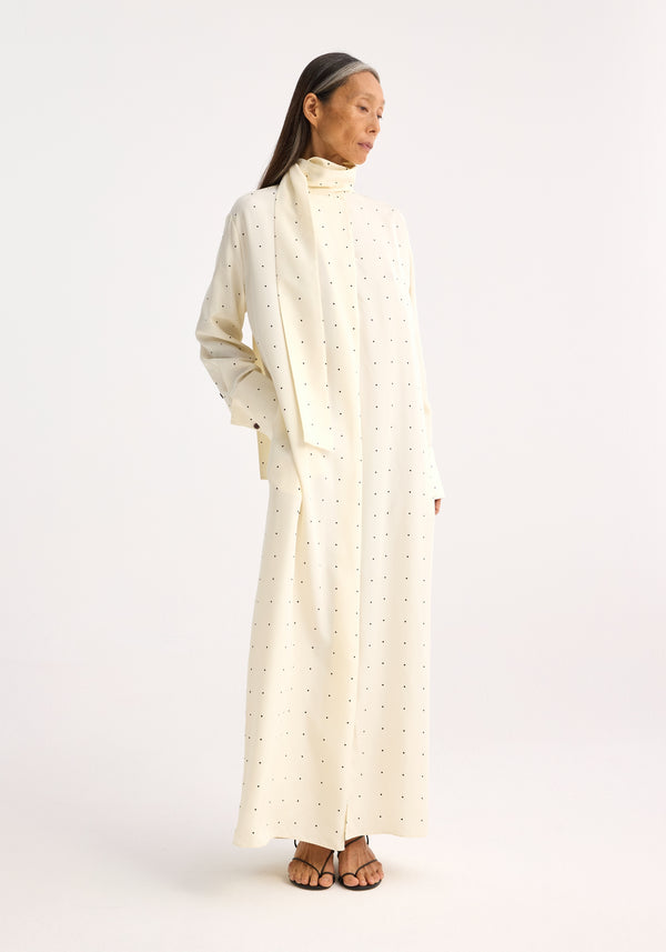 róhe dotted silk foulard dress | cream / black dot