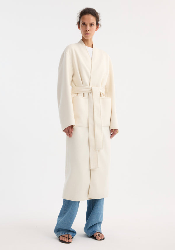 róhe double-faced kimono style coat | off white
