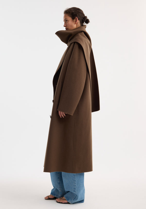 Róhe Double-faced Wool Scarf Coat | Taupe