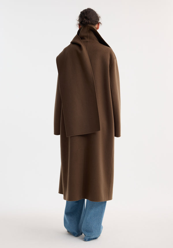 Róhe Double-faced Wool Scarf Coat | Taupe