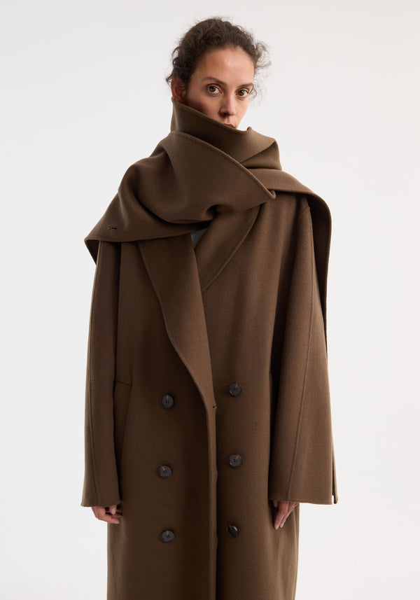 Róhe Double-faced Wool Scarf Coat | Taupe