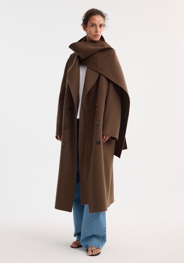 róhe double-faced wool scarf coat | taupe