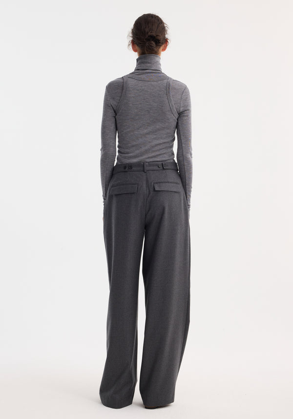 Róhe Double-layer Wool Top | Mid Grey Melange