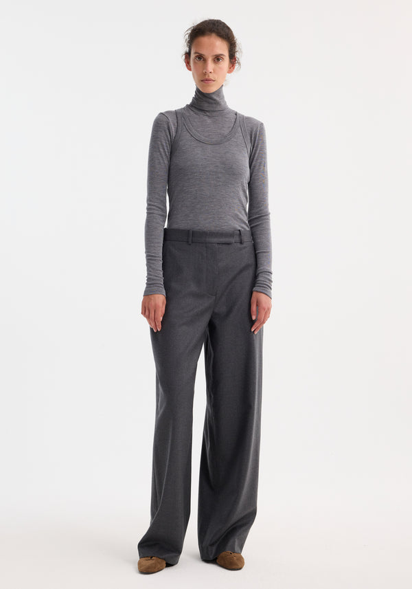 róhe double-layer wool top | mid grey melange