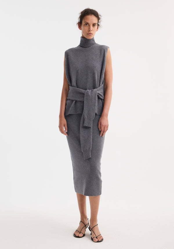 Róhe Double-layered Knit Dress | Mid Grey Melange