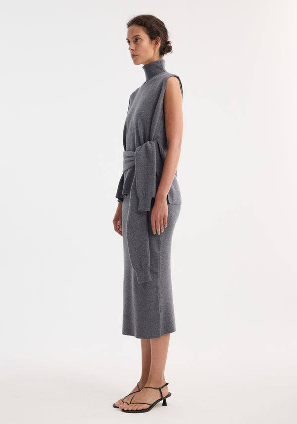 Róhe Double-layered Knit Dress | Mid Grey Melange