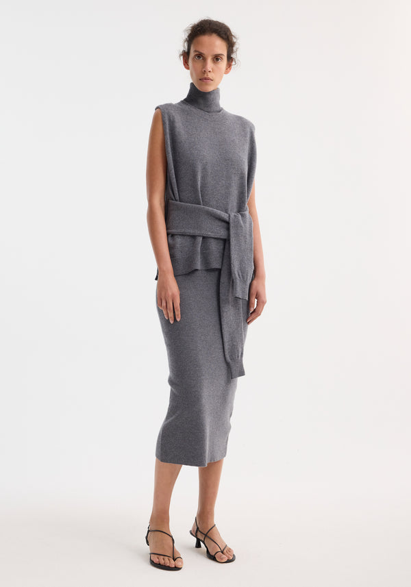 róhe double-layered knit dress | mid grey melange