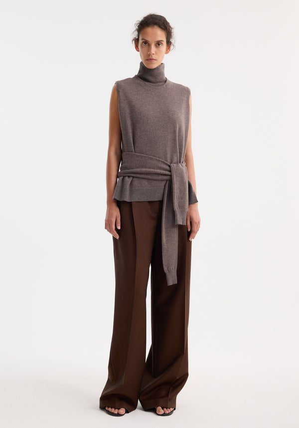 róhe double-layered knit top | mud melange
