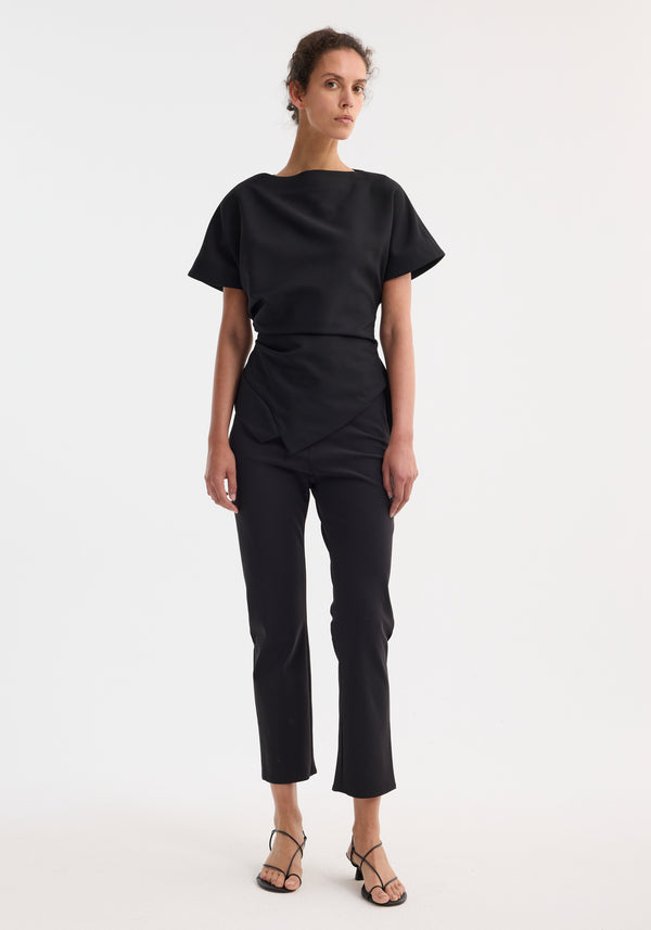 róhe draped lapel top | black