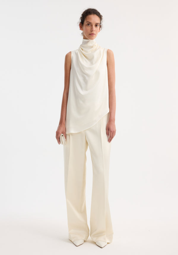 róhe draped satin top | cream
