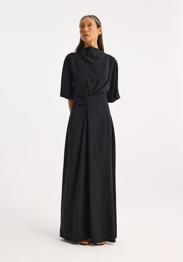Róhe Draped Twisted Dress | Black