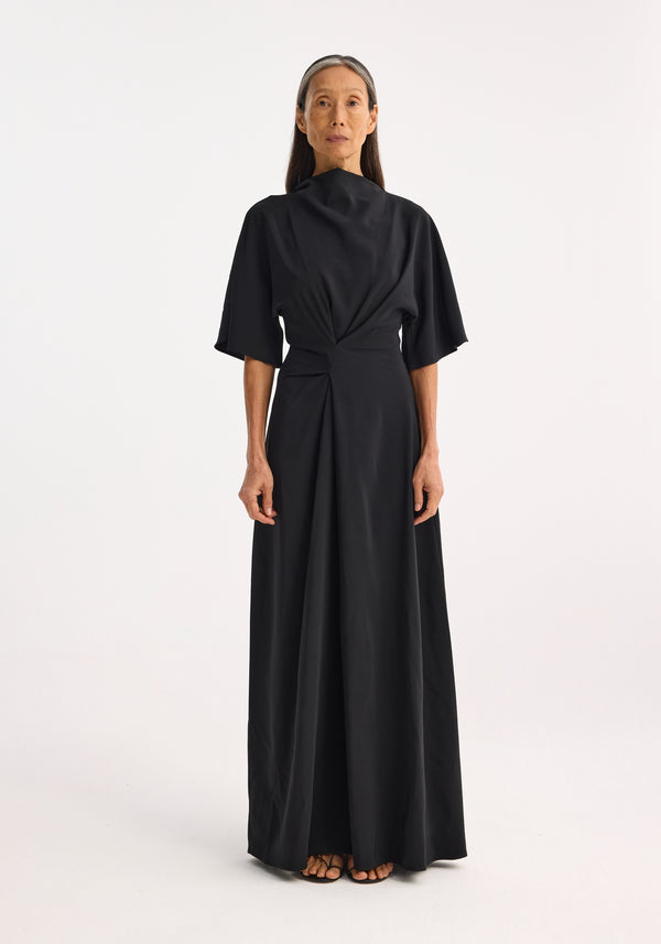 róhe draped twisted dress | black