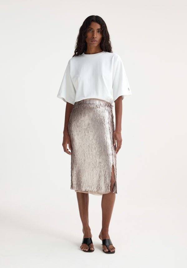 róhe embellished sequin skirt | silver