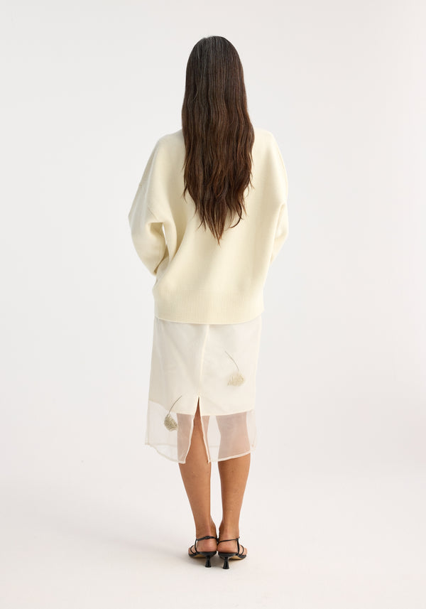 Róhe Embellished Tulip Organza Skirt | Off White