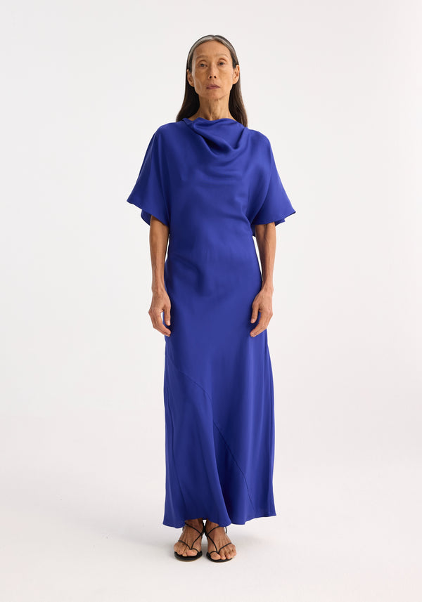 Róhe Fluid Draped Silk Dress | Electric Blue