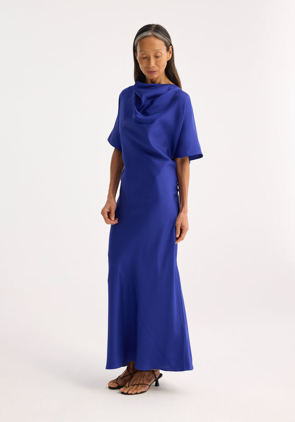 Róhe Fluid Draped Silk Dress | Electric Blue